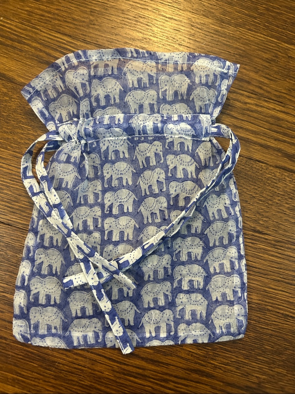 Roller Rabbit Blue Elephant Print Drawstring Pouch -